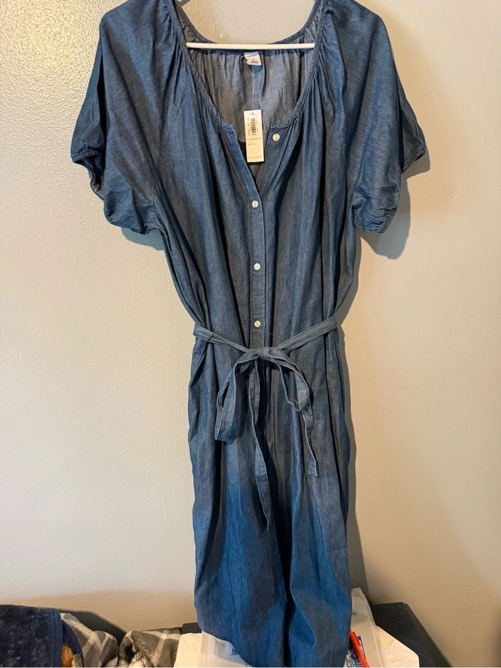 Old Navy Chambray Button-Front Midi Dress in Blue - Picture 2 of 6